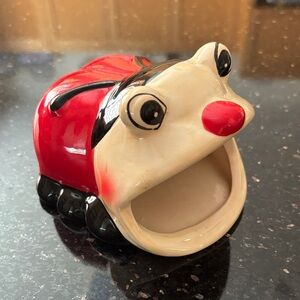 Vintage Ceramic Ladybug Kitchen Sponge Holder - Red and Black